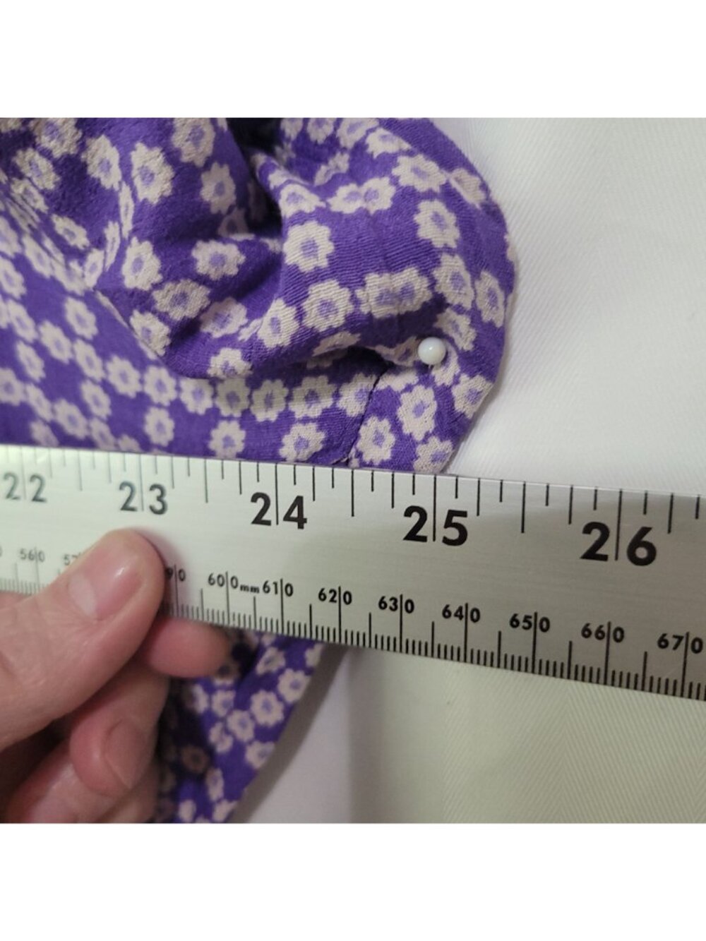 Per Una Purple Floral Midi Dress 20 Wrap Style Short Flutter Sleeve Ruffle Hem - Picture 7 of 15